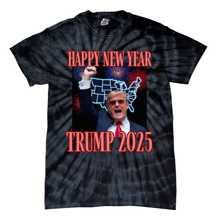 Sarcastic Trump Happy New Year 2025 47th President Convicted Tie-Dye T-Shirt