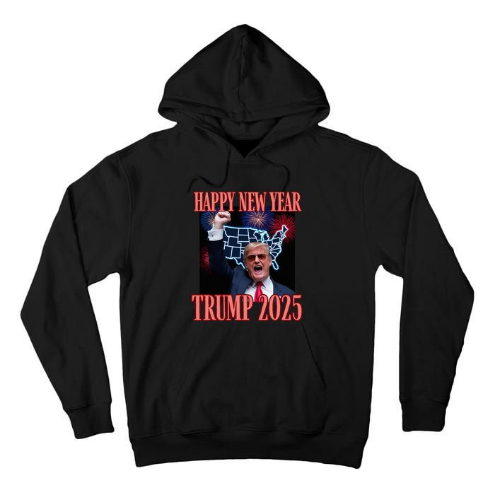 Sarcastic Trump Happy New Year 2025 47th President Convicted Tall Hoodie