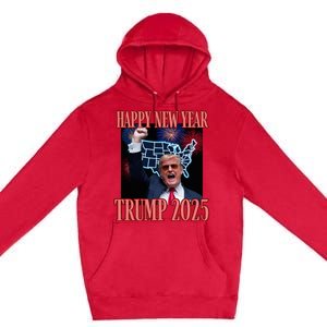 Sarcastic Trump Happy New Year 2025 47th President Convicted Premium Pullover Hoodie