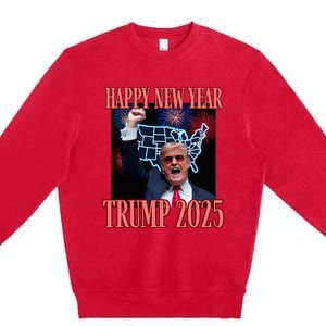 Sarcastic Trump Happy New Year 2025 47th President Convicted Premium Crewneck Sweatshirt