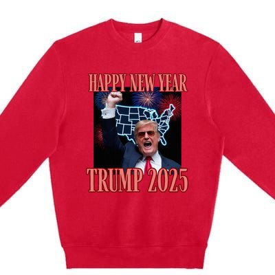 Sarcastic Trump Happy New Year 2025 47th President Convicted Premium Crewneck Sweatshirt