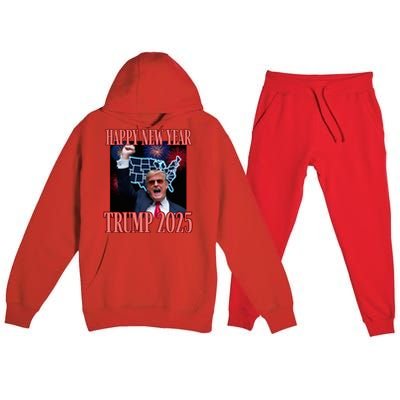 Sarcastic Trump Happy New Year 2025 47th President Convicted Premium Hooded Sweatsuit Set