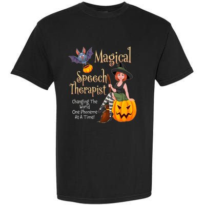 Speech Therapy Halloween Magical Therapist Witch Garment-Dyed Heavyweight T-Shirt