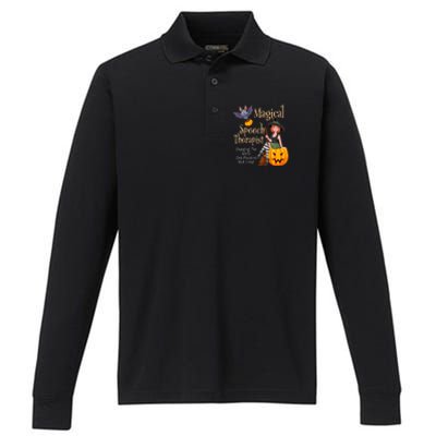 Speech Therapy Halloween Magical Therapist Witch Performance Long Sleeve Polo