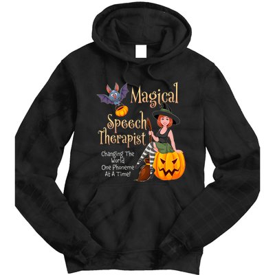 Speech Therapy Halloween Magical Therapist Witch Tie Dye Hoodie