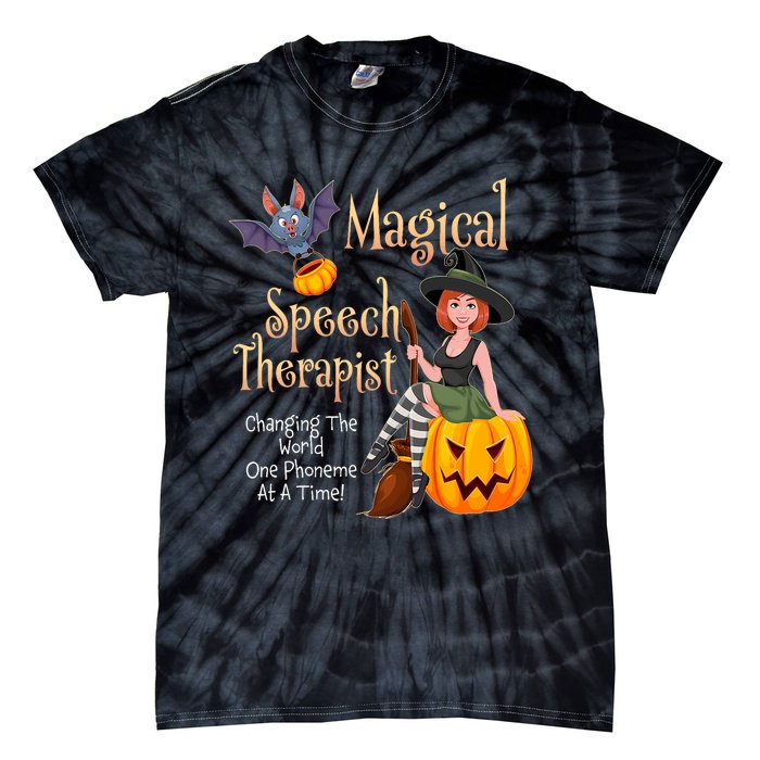 Speech Therapy Halloween Magical Therapist Witch Tie-Dye T-Shirt