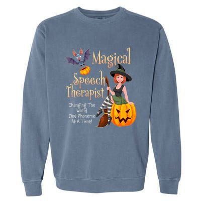 Speech Therapy Halloween Magical Therapist Witch Garment-Dyed Sweatshirt