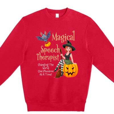 Speech Therapy Halloween Magical Therapist Witch Premium Crewneck Sweatshirt