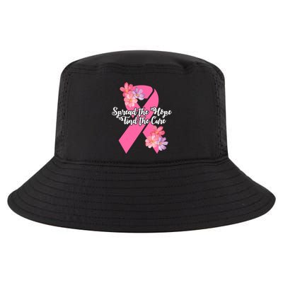 Spread The Hope Find The Cure Breast Cancer Floral Ribbon Cool Comfort Performance Bucket Hat