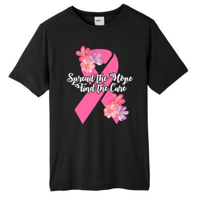 Spread The Hope Find The Cure Breast Cancer Floral Ribbon Tall Fusion ChromaSoft Performance T-Shirt