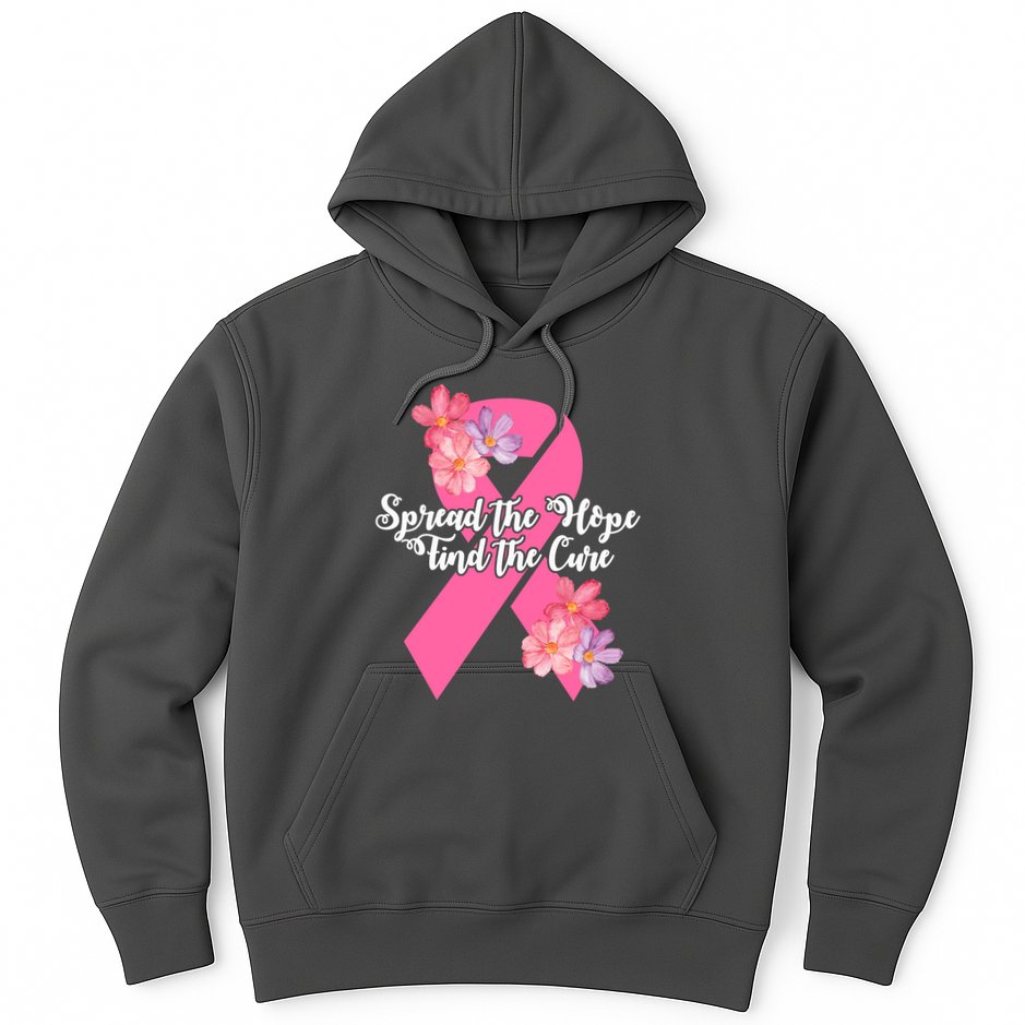Spread The Hope Find The Cure Breast Cancer Floral Ribbon Hoodie