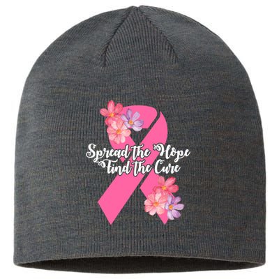 Spread The Hope Find The Cure Breast Cancer Floral Ribbon Sustainable Beanie