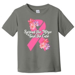 Spread The Hope Find The Cure Breast Cancer Floral Ribbon Toddler T-Shirt