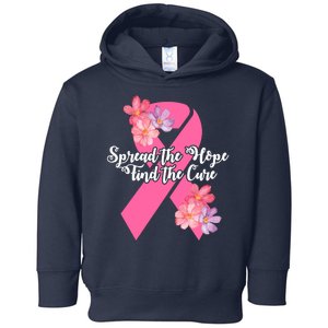 Spread The Hope Find The Cure Breast Cancer Floral Ribbon Toddler Hoodie