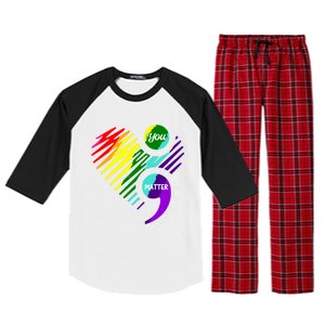 Semicolon Tal Health Awareness Gift Raglan Sleeve Pajama Set