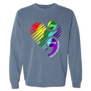 Semicolon Tal Health Awareness Gift Garment-Dyed Sweatshirt