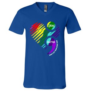 Semicolon Tal Health Awareness Gift V-Neck T-Shirt