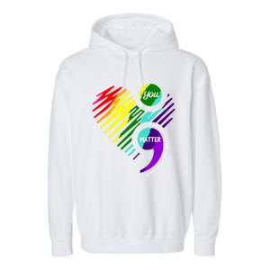 Semicolon Tal Health Awareness Gift Garment-Dyed Fleece Hoodie