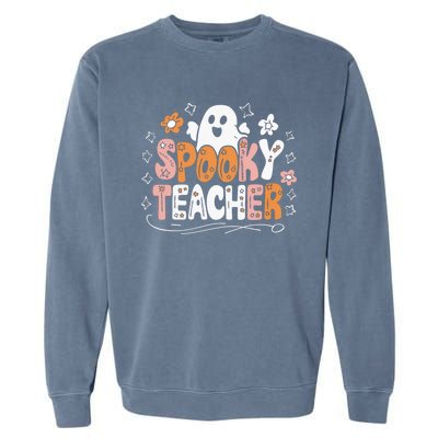 Spooky Teacher Halloween Ghost Classroom Fun Teacher Gift Garment-Dyed Sweatshirt