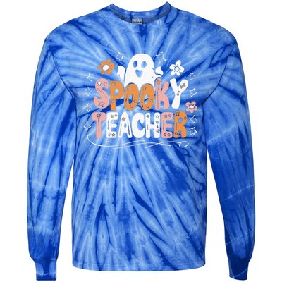 Spooky Teacher Halloween Ghost Classroom Fun Teacher Gift Tie-Dye Long Sleeve Shirt