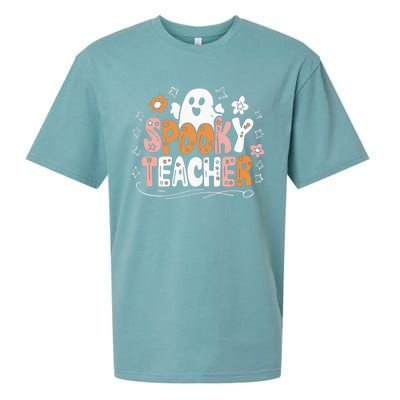 Spooky Teacher Halloween Ghost Classroom Fun Teacher Gift Sueded Cloud Jersey T-Shirt