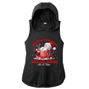 Surviving The Holidays One Meltdown Funny Christmas Snowman Ladies PosiCharge Tri-Blend Wicking Draft Hoodie Tank