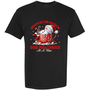 Surviving The Holidays One Meltdown Funny Christmas Snowman Garment-Dyed Heavyweight T-Shirt