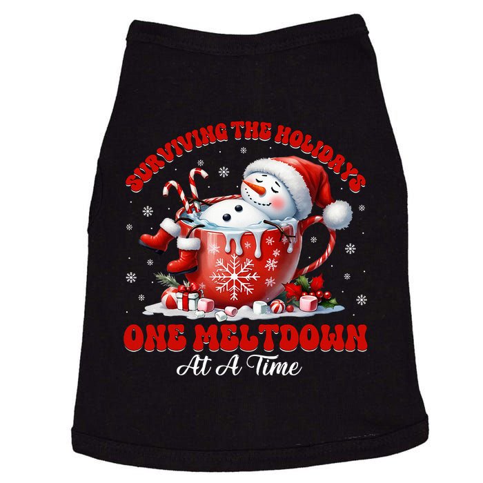 Surviving The Holidays One Meltdown Funny Christmas Snowman Doggie Tank