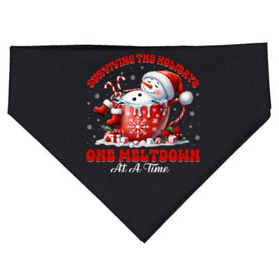 Surviving The Holidays One Meltdown Funny Christmas Snowman USA-Made Doggie Bandana