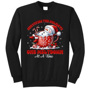 Surviving The Holidays One Meltdown Funny Christmas Snowman Sweatshirt