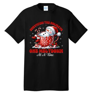 Surviving The Holidays One Meltdown Funny Christmas Snowman Tall T-Shirt