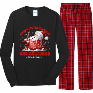 Surviving The Holidays One Meltdown Funny Christmas Snowman Long Sleeve Pajama Set