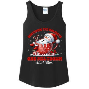 Surviving The Holidays One Meltdown Funny Christmas Snowman Ladies Essential Tank