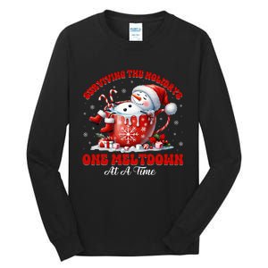 Surviving The Holidays One Meltdown Funny Christmas Snowman Tall Long Sleeve T-Shirt