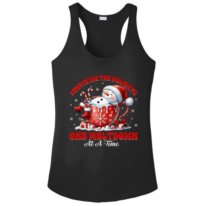 Surviving The Holidays One Meltdown Funny Christmas Snowman Ladies PosiCharge Competitor Racerback Tank