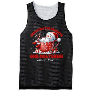 Surviving The Holidays One Meltdown Funny Christmas Snowman Mesh Reversible Basketball Jersey Tank