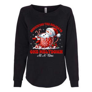 Surviving The Holidays One Meltdown Funny Christmas Snowman Womens California Wash Sweatshirt