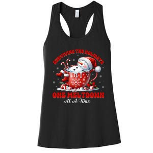 Surviving The Holidays One Meltdown Funny Christmas Snowman Women's Racerback Tank