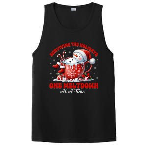 Surviving The Holidays One Meltdown Funny Christmas Snowman PosiCharge Competitor Tank