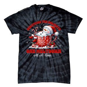 Surviving The Holidays One Meltdown Funny Christmas Snowman Tie-Dye T-Shirt