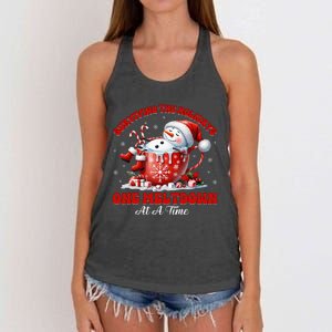 Surviving The Holidays One Meltdown Funny Christmas Snowman Women's Knotted Racerback Tank