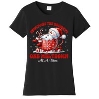 Surviving The Holidays One Meltdown Funny Christmas Snowman Women's T-Shirt