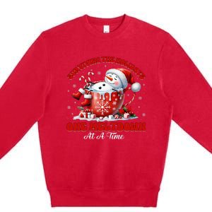 Surviving The Holidays One Meltdown Funny Christmas Snowman Premium Crewneck Sweatshirt