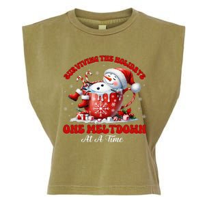 Surviving The Holidays One Meltdown Funny Christmas Snowman Garment-Dyed Women's Muscle Tee