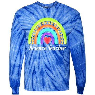 Science Teacher Hearts And Rainbows Great Gift Tie-Dye Long Sleeve Shirt