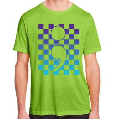 Semicolon Tal Health Matters Awareness Retro Checkered Cool Gift Adult ChromaSoft Performance T-Shirt