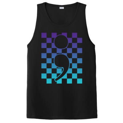 Semicolon Tal Health Matters Awareness Retro Checkered Cool Gift PosiCharge Competitor Tank