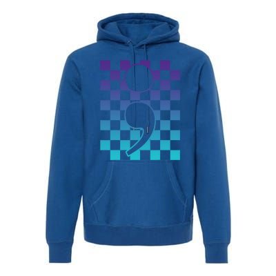 Semicolon Tal Health Matters Awareness Retro Checkered Cool Gift Premium Hoodie