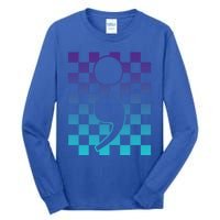 Semicolon Tal Health Matters Awareness Retro Checkered Cool Gift Tall Long Sleeve T-Shirt