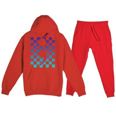 Semicolon Tal Health Matters Awareness Retro Checkered Cool Gift Premium Hooded Sweatsuit Set